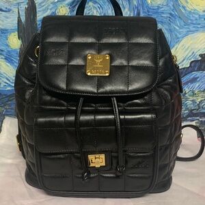 MCM Black Quilted Backpack